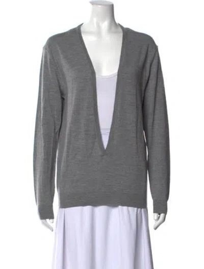 Pre-owned Barbara Bui Merino Wool V-neck Sweater In Grey