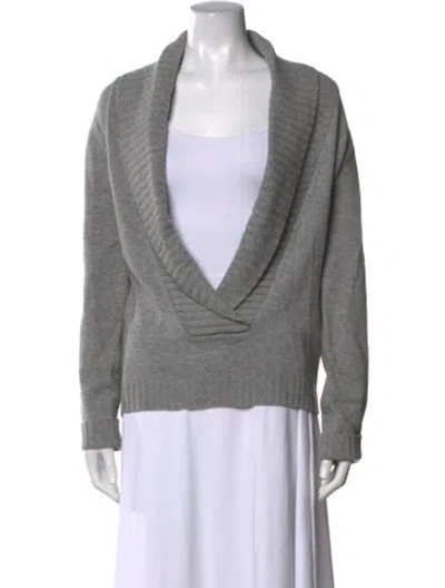 Pre-owned Barbara Bui Merino Wool V-neck Sweater In Grey
