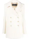 Barbara Bui Notch-lapels Felted Peacoat In Neutrals