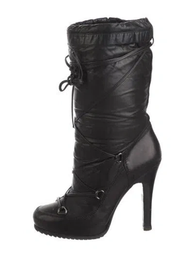 Pre-owned Barbara Bui Patent Leather Tassel Accents Lace-up Boots In Black