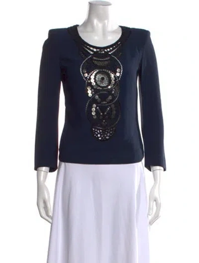 Pre-owned Barbara Bui Patterned Crew Neck Top In Black
