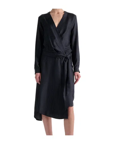 BARBARA BUI PINSTRIPED SILK DRESS