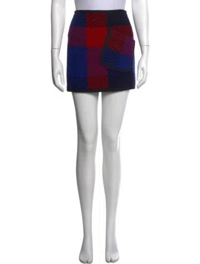 Pre-owned Barbara Bui Plaid Print Mini Skirt In Blue/red