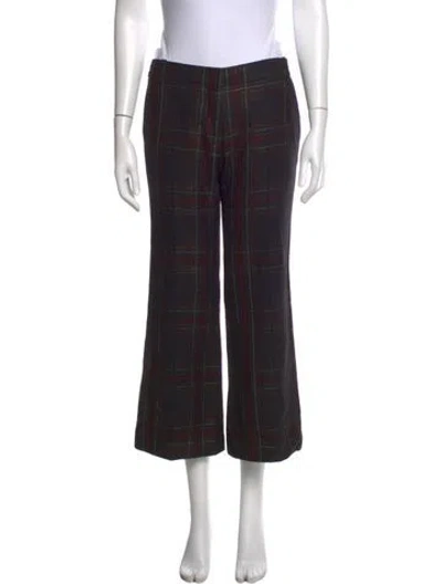 Pre-owned Barbara Bui Plaid Print Wide Leg Pants In Black