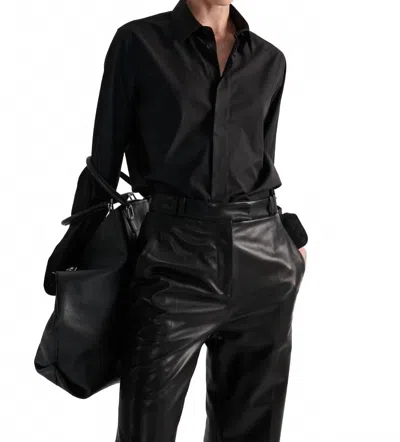 Barbara Bui Poplin Long Sleeve Shirt In Blue Nuit In Black