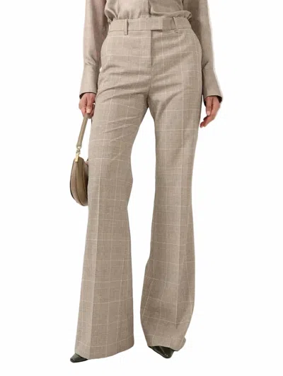 Barbara Bui Prince Of Wales Check Flare Trouser In Sand In Brown