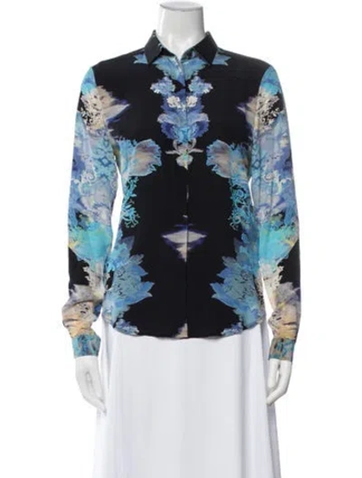 Pre-owned Barbara Bui Printed Long Sleeve Blouse In Blue