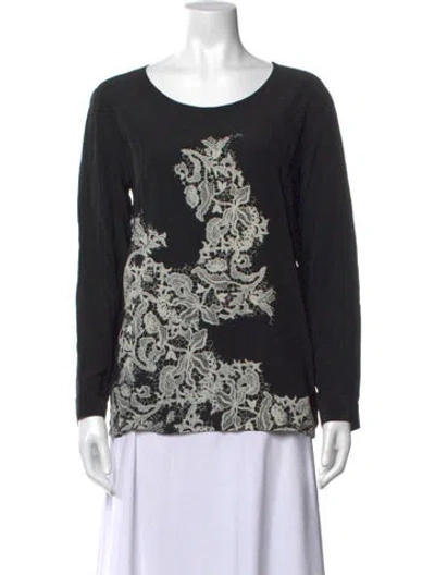 Pre-owned Barbara Bui Printed Scoop Neck Sweatshirt In Black