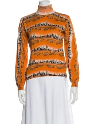 Pre-owned Barbara Bui Printed Turtleneck Sweater In Orange