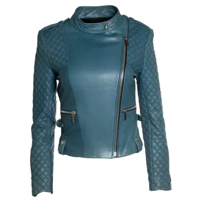 Pre-owned Barbara Bui , Quilted Leather Jacket In Blue