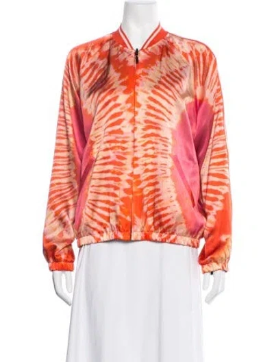 Pre-owned Barbara Bui Reversible Silk Bomber Jacket In Orange