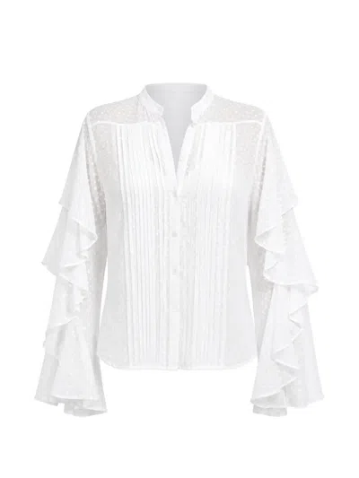 Barbara Bui Ruffled-sleeve Plumetis Blouse In White