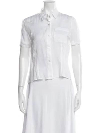Pre-owned Barbara Bui Short Sleeve Button-up Top In White