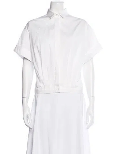 Pre-owned Barbara Bui Short Sleeve Button-up Top In White
