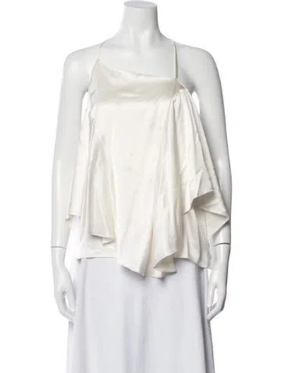 Pre-owned Barbara Bui Silk Asymmetrical Top In White