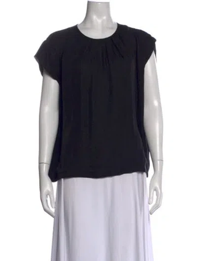 Pre-owned Barbara Bui Silk Crew Neck Top In Black