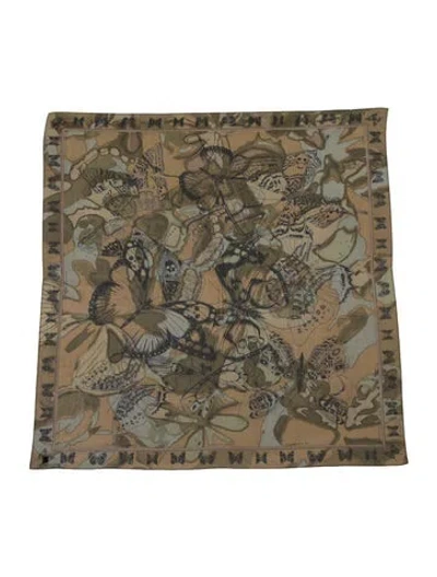 Pre-owned Barbara Bui Silk Graphic Print Scarf In Green