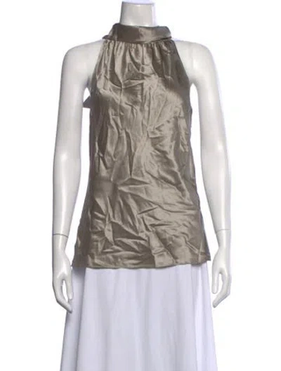Pre-owned Barbara Bui Silk Halterneck Top W/ Tags In Neutral