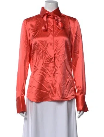 Pre-owned Barbara Bui Silk Long Sleeve Blouse W/ Tags In Orange