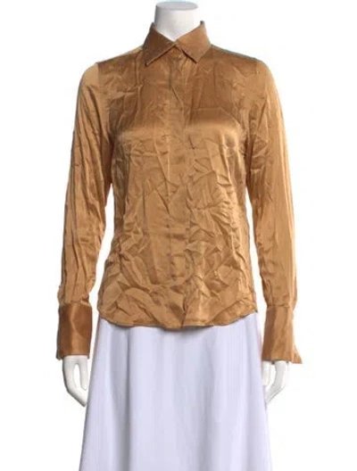 Pre-owned Barbara Bui Silk Long Sleeve Button-up Top In Neutrals