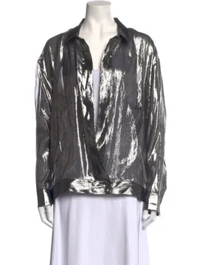 Pre-owned Barbara Bui Silk Long Sleeve Top In Multicolor