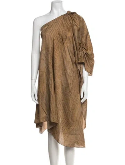 Pre-owned Barbara Bui Silk Midi Length Dress In Brown