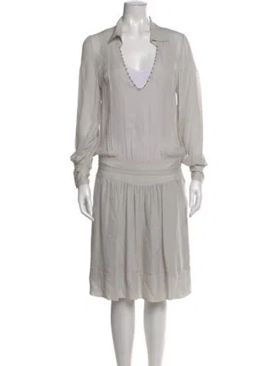 Pre-owned Barbara Bui Silk Midi Length Dress In Gray