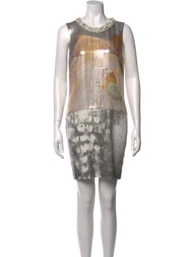 Pre-owned Barbara Bui Silk Mini Dress In Grey