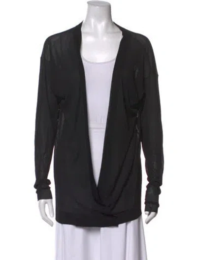Pre-owned Barbara Bui Silk Open Front Sweater In Black