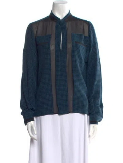 Pre-owned Barbara Bui Silk Polka Dot Print Sweatshirt In Blue