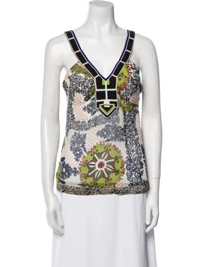 Pre-owned Barbara Bui Silk Printed Top In Black