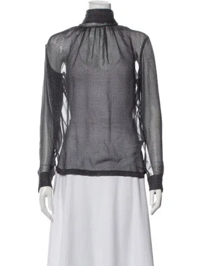 Pre-owned Barbara Bui Silk Printed Top In Gray