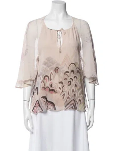 Pre-owned Barbara Bui Silk Printed Top In Purple