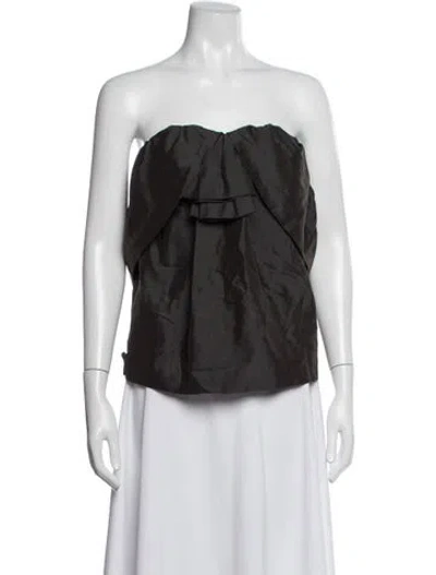 Pre-owned Barbara Bui Silk Strapless Top W/ Tags In Brown