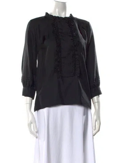 Pre-owned Barbara Bui Silk Three-quarter Sleeve Blouse In Black