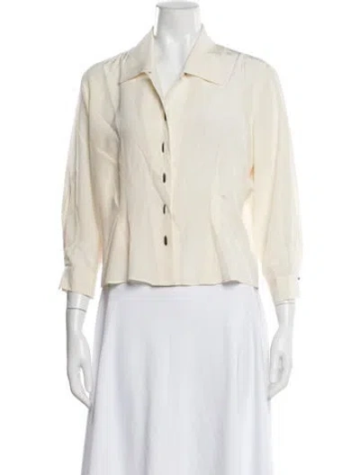 Pre-owned Barbara Bui Silk Three-quarter Sleeve Blouse In Neutral