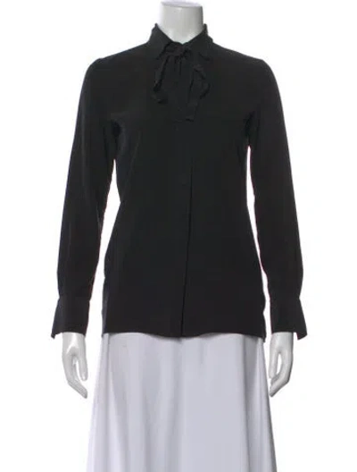 Pre-owned Barbara Bui Silk Tie Neck Blouse In Black