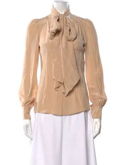 Pre-owned Barbara Bui Silk Tie Neck Blouse In Neutrals