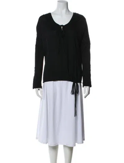 Pre-owned Barbara Bui Silk Tie Neck Top In Black