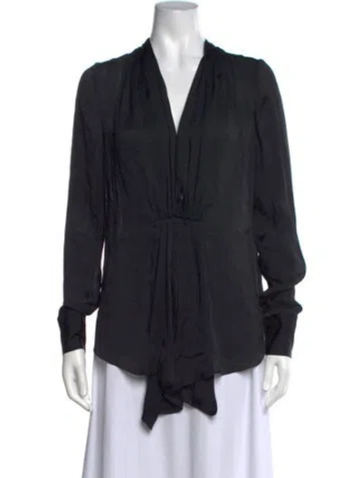 Pre-owned Barbara Bui Silk V-neck Blouse In Black