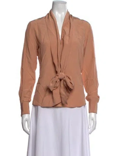 Pre-owned Barbara Bui Silk V-neck Blouse In Neutrals