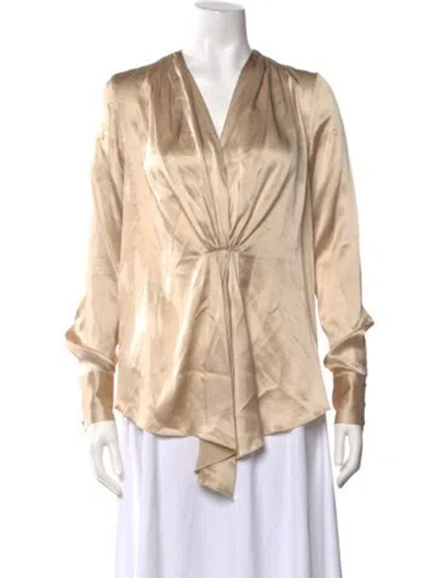 Pre-owned Barbara Bui Silk V-neck Blouse In Neutrals