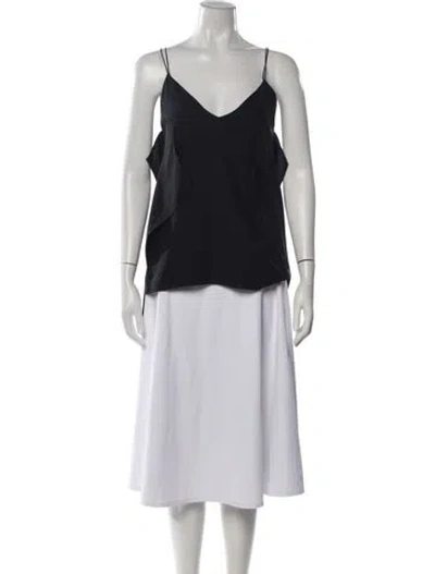 Pre-owned Barbara Bui Silk V-neck Top In Black