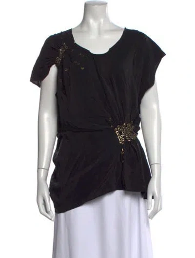 Pre-owned Barbara Bui Silk V-neck Top In Black