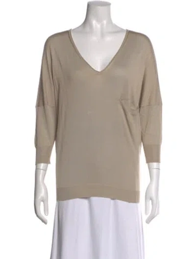 Pre-owned Barbara Bui Silk V-neck Top In Neutral