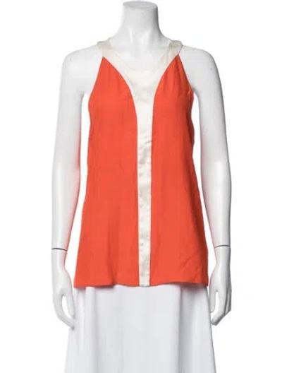 Pre-owned Barbara Bui Silk V-neck Top In Orange