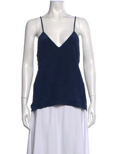 Pre-owned Barbara Bui Silk V-neck Top W/ Tags In Blue