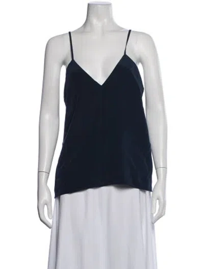 Pre-owned Barbara Bui Silk V-neck Top W/ Tags In Blue