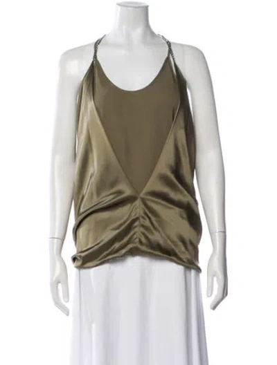 Pre-owned Barbara Bui Silk V-neck Top W/ Tags In Green