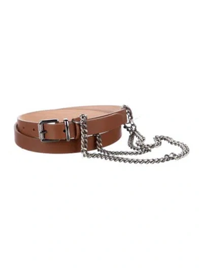 Pre-owned Barbara Bui Skinny Leather Belt In Brown